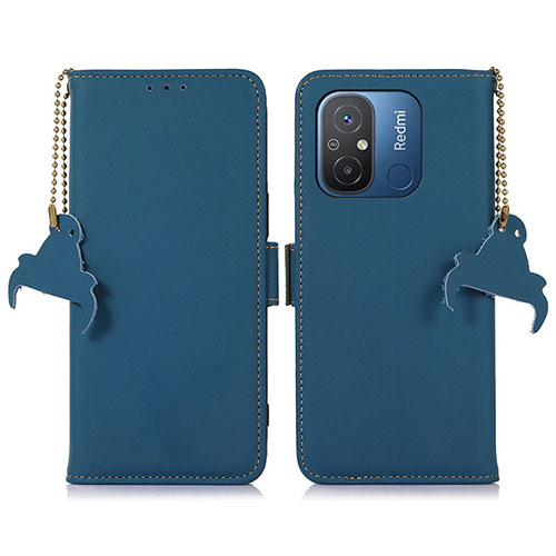 Leather Case Stands Flip Cover Holder A05D for Xiaomi Redmi 12C 4G Blue