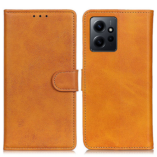 Leather Case Stands Flip Cover Holder A05D for Xiaomi Redmi Note 12 4G Brown