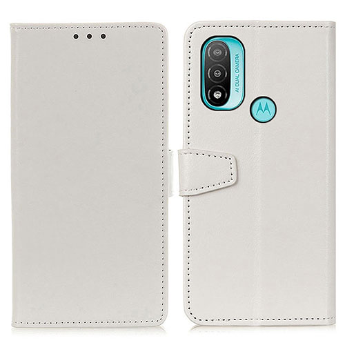 Leather Case Stands Flip Cover Holder A06D for Motorola Moto E20 White