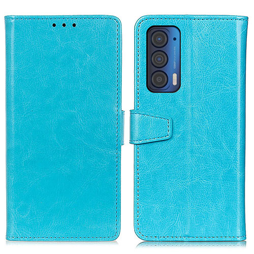 Leather Case Stands Flip Cover Holder A06D for Motorola Moto Edge (2021) 5G Sky Blue