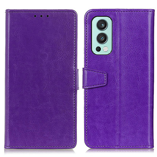 Leather Case Stands Flip Cover Holder A06D for OnePlus Nord 2 5G Purple