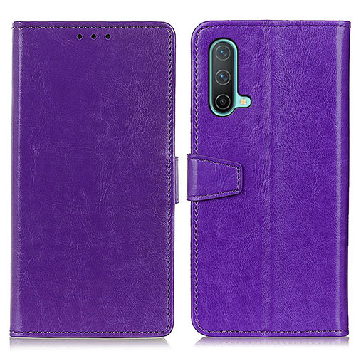 Leather Case Stands Flip Cover Holder A06D for OnePlus Nord CE 5G Purple