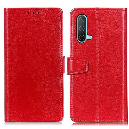 Leather Case Stands Flip Cover Holder A06D for OnePlus Nord CE 5G Red