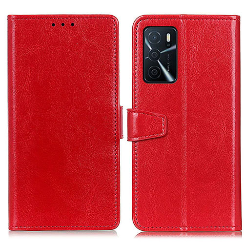 Leather Case Stands Flip Cover Holder A06D for Oppo A16 Red