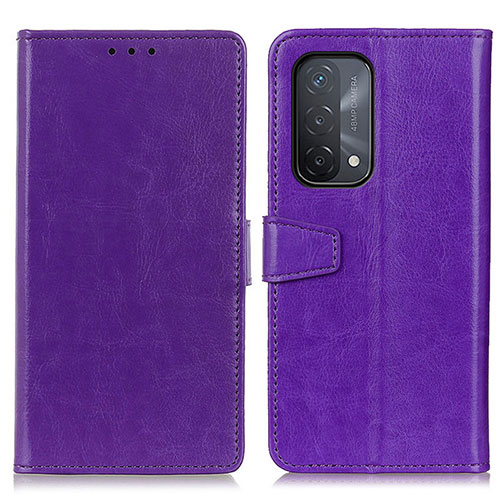 Leather Case Stands Flip Cover Holder A06D for Oppo A54 5G Purple