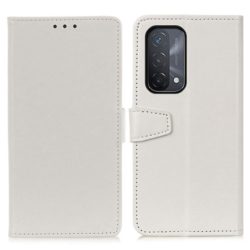 Leather Case Stands Flip Cover Holder A06D for Oppo A54 5G White