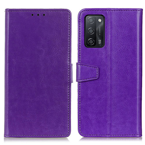 Leather Case Stands Flip Cover Holder A06D for Oppo A55 5G Purple