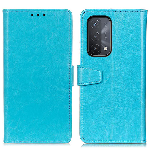 Leather Case Stands Flip Cover Holder A06D for Oppo A74 5G Sky Blue