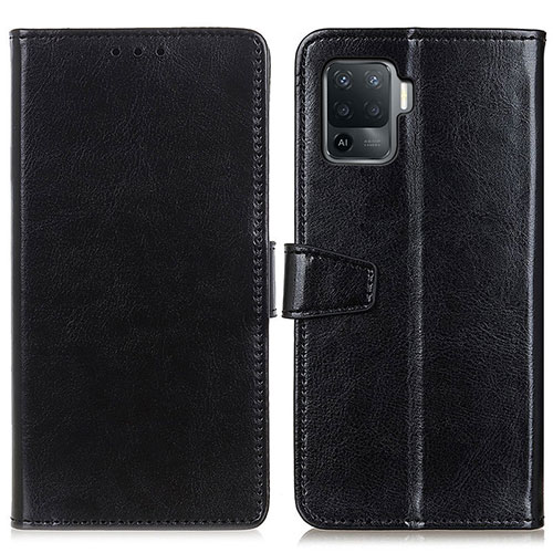 Leather Case Stands Flip Cover Holder A06D for Oppo Reno5 F Black