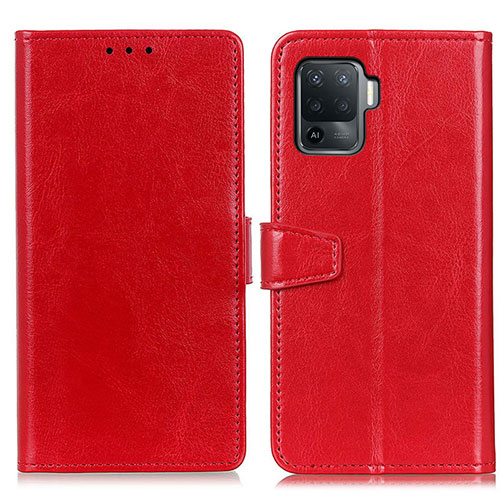 Leather Case Stands Flip Cover Holder A06D for Oppo Reno5 Lite Red