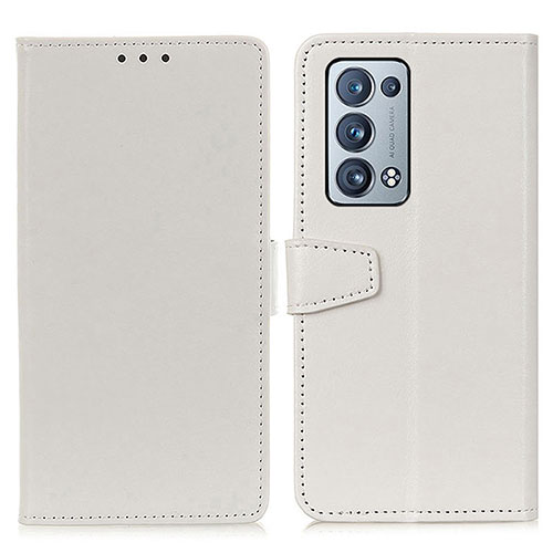 Leather Case Stands Flip Cover Holder A06D for Oppo Reno6 Pro 5G White