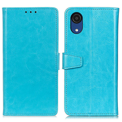 Leather Case Stands Flip Cover Holder A06D for Samsung Galaxy A03 Core Sky Blue