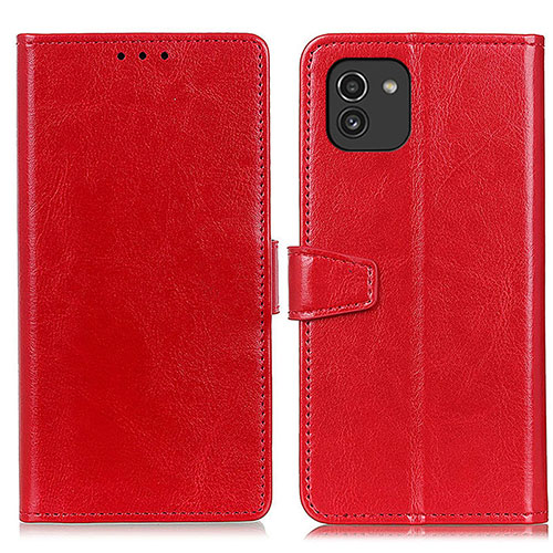 Leather Case Stands Flip Cover Holder A06D for Samsung Galaxy A03 Red