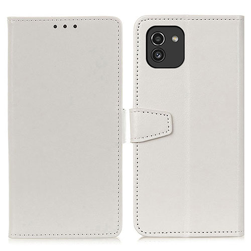 Leather Case Stands Flip Cover Holder A06D for Samsung Galaxy A03 White