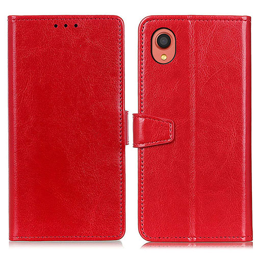 Leather Case Stands Flip Cover Holder A06D for Samsung Galaxy A22 5G SC-56B Red
