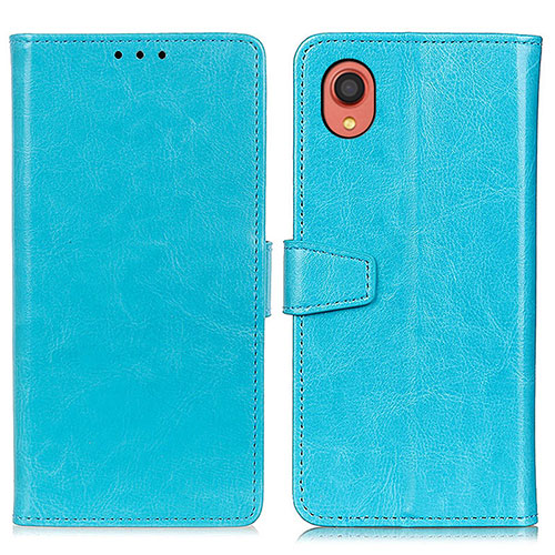 Leather Case Stands Flip Cover Holder A06D for Samsung Galaxy A22 5G SC-56B Sky Blue