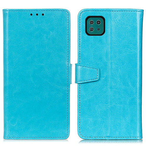 Leather Case Stands Flip Cover Holder A06D for Samsung Galaxy A22 5G Sky Blue