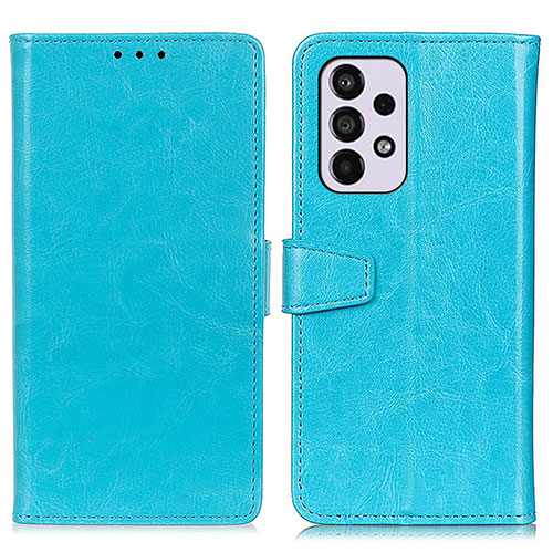 Leather Case Stands Flip Cover Holder A06D for Samsung Galaxy A33 5G Sky Blue