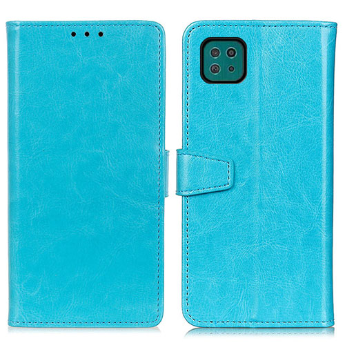 Leather Case Stands Flip Cover Holder A06D for Samsung Galaxy F42 5G Sky Blue