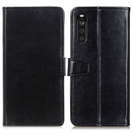 Leather Case Stands Flip Cover Holder A06D for Sony Xperia 10 III SOG04 Black