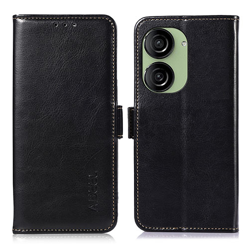 Leather Case Stands Flip Cover Holder A07D for Asus ZenFone 10 Black