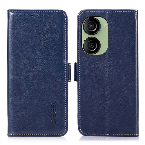 Leather Case Stands Flip Cover Holder A07D for Asus ZenFone 10 Blue