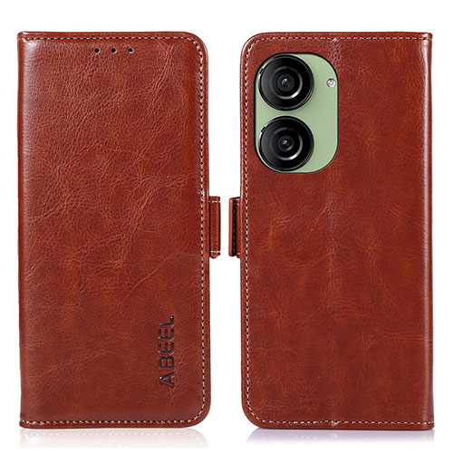 Leather Case Stands Flip Cover Holder A07D for Asus ZenFone 10 Brown