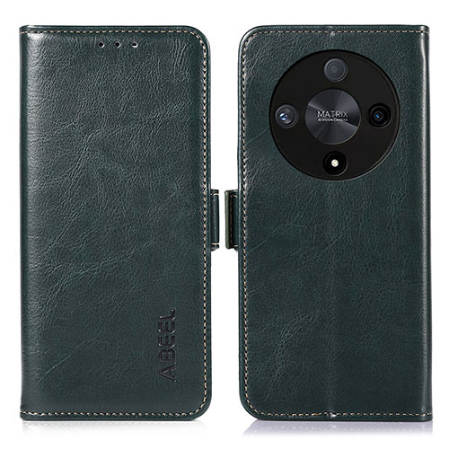 Leather Case Stands Flip Cover Holder A07D for Huawei Honor X9b 5G Green