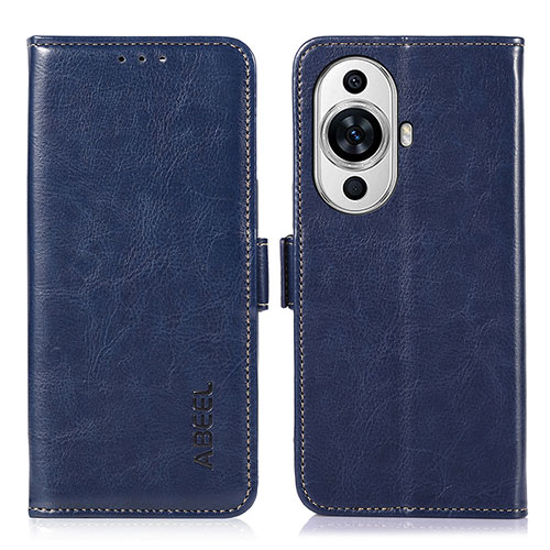 Leather Case Stands Flip Cover Holder A07D for Huawei Nova 11 Blue