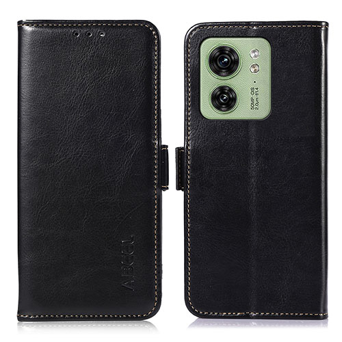 Leather Case Stands Flip Cover Holder A07D for Motorola Moto Edge 40 5G Black