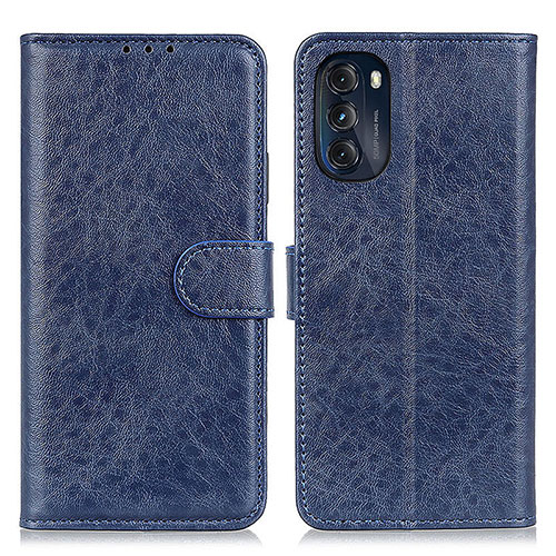 Leather Case Stands Flip Cover Holder A07D for Motorola Moto G 5G (2022) Blue