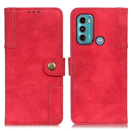 Leather Case Stands Flip Cover Holder A07D for Motorola Moto G60 Red