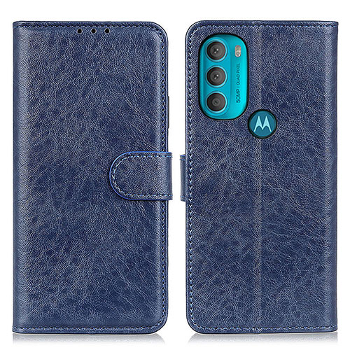 Leather Case Stands Flip Cover Holder A07D for Motorola Moto G71 5G Blue