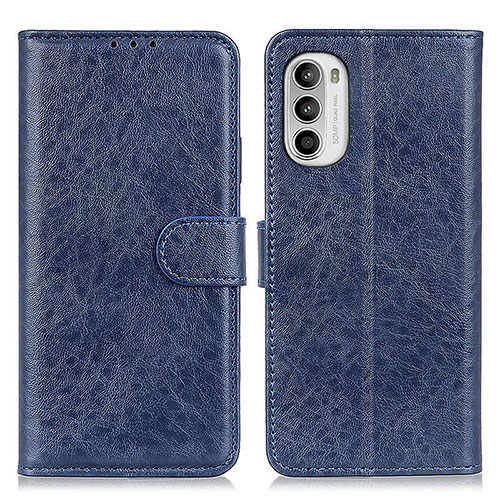 Leather Case Stands Flip Cover Holder A07D for Motorola Moto G71s 5G Blue