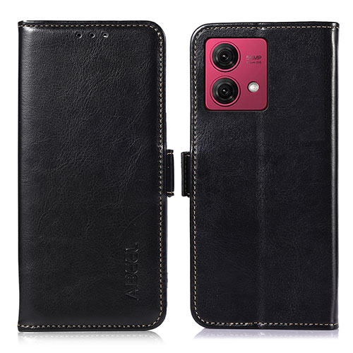 Leather Case Stands Flip Cover Holder A07D for Motorola Moto G84 5G Black