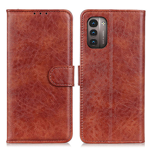 Leather Case Stands Flip Cover Holder A07D for Nokia G11 Brown