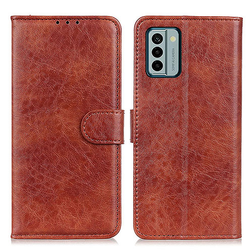 Leather Case Stands Flip Cover Holder A07D for Nokia G22 Brown