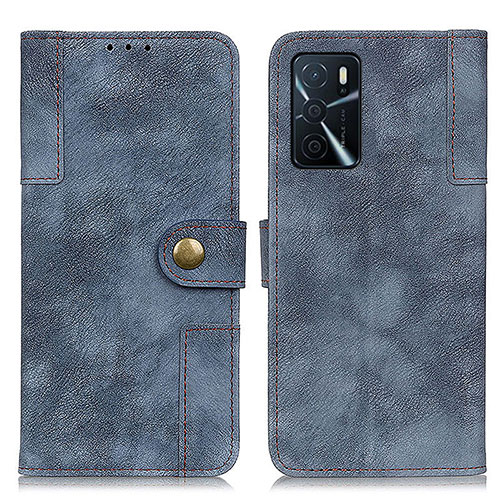 Leather Case Stands Flip Cover Holder A07D for Oppo A16s Blue