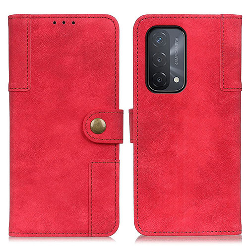 Leather Case Stands Flip Cover Holder A07D for Oppo A74 5G Red