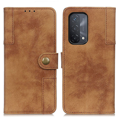 Leather Case Stands Flip Cover Holder A07D for Oppo A93 5G Brown