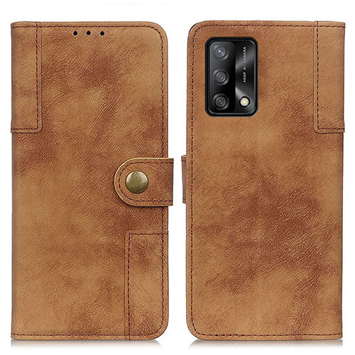 Leather Case Stands Flip Cover Holder A07D for Oppo F19 Brown