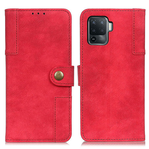 Leather Case Stands Flip Cover Holder A07D for Oppo Reno5 Lite Red