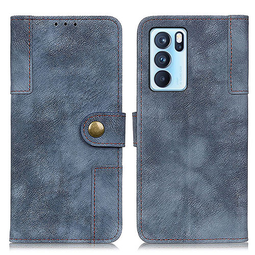 Leather Case Stands Flip Cover Holder A07D for Oppo Reno6 Pro 5G India Blue