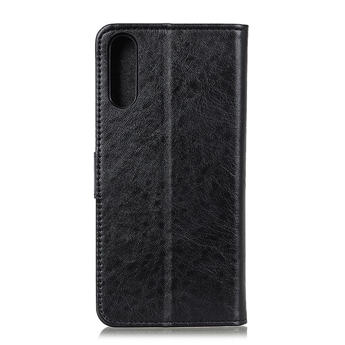 Leather Case Stands Flip Cover Holder A07D for Samsung Galaxy A02 Black