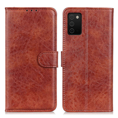 Leather Case Stands Flip Cover Holder A07D for Samsung Galaxy A02s Brown