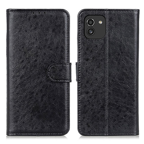 Leather Case Stands Flip Cover Holder A07D for Samsung Galaxy A03 Black