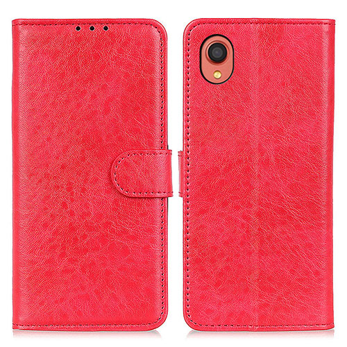 Leather Case Stands Flip Cover Holder A07D for Samsung Galaxy A22 5G SC-56B Red