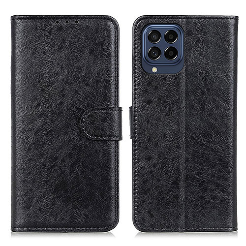 Leather Case Stands Flip Cover Holder A07D for Samsung Galaxy M53 5G Black