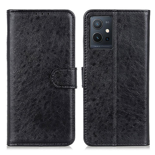 Leather Case Stands Flip Cover Holder A07D for Vivo iQOO Z6 5G Black