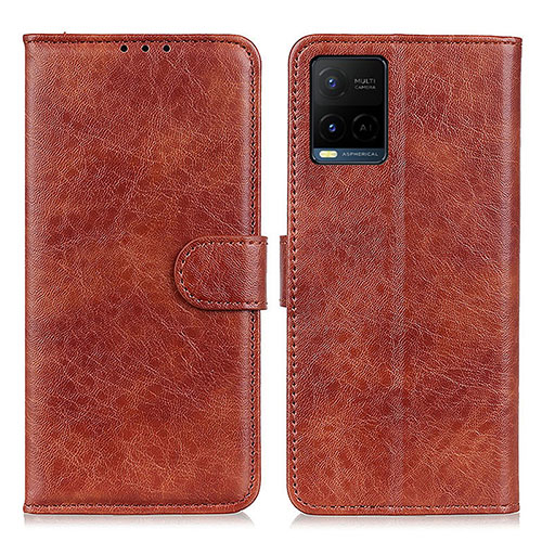 Leather Case Stands Flip Cover Holder A07D for Vivo Y21a Brown